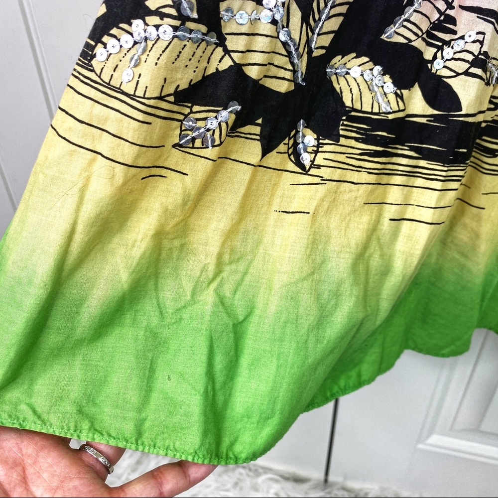 Angie Dip Dye Sequin Tropical Midi Circle Skirt S - Picture 4 of 7